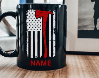 Thin red line support coffee mugs, custom firefighter mug, custom fire department mug, custom first responder mug, personalized coffee mugs