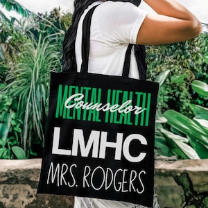 Personalized Mental Health Tote Bag, Gift for Mental Health Counselor, Therapy Tote Bag, Inspirational Bag, Positive Motivational Gift Bags