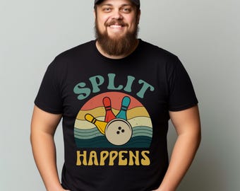 Funny Bowling Shirt: Retro League Tee, Split Happens Sweatshirt