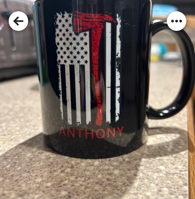 Thin Red Line Firefighter Mug: Personalized Fire Department Gift image 2