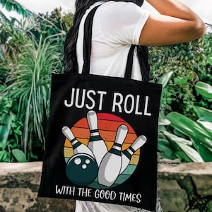Retro Bowling Bag, Gift for Bowlers, Bowling Lover Tote Bag, Bowling Tote Bag, Gift for Bowling League, bowling birthday gift, Birthday Bag