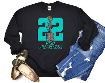 Teal Ribbon PTSD Awareness Sweatshirt: Veteran Support