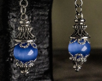 Renaissance faire accessories and jewelry - Dangle drop beaded earrings with variety of gemstones.  Optional velour pouch