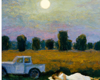 Under the Moonlit Sky: A Romantic Interlude in a Rural Field