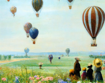 Up, Up, and Away: Children's Joyful Adventure with Hot Air Balloons in the Countryside