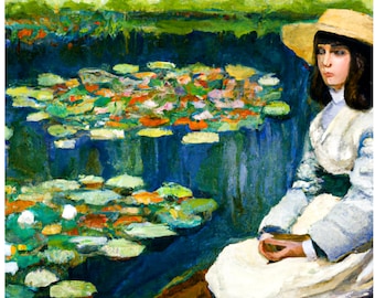 Lotus Dreamer: A Young Chinese Girl's Contemplative Moment by the Enchanted Pond