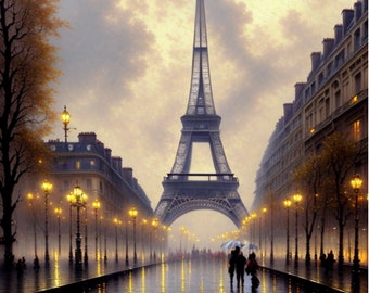 Whispers of Paris: A Mist-enshrouded Evening with the Eiffel Tower