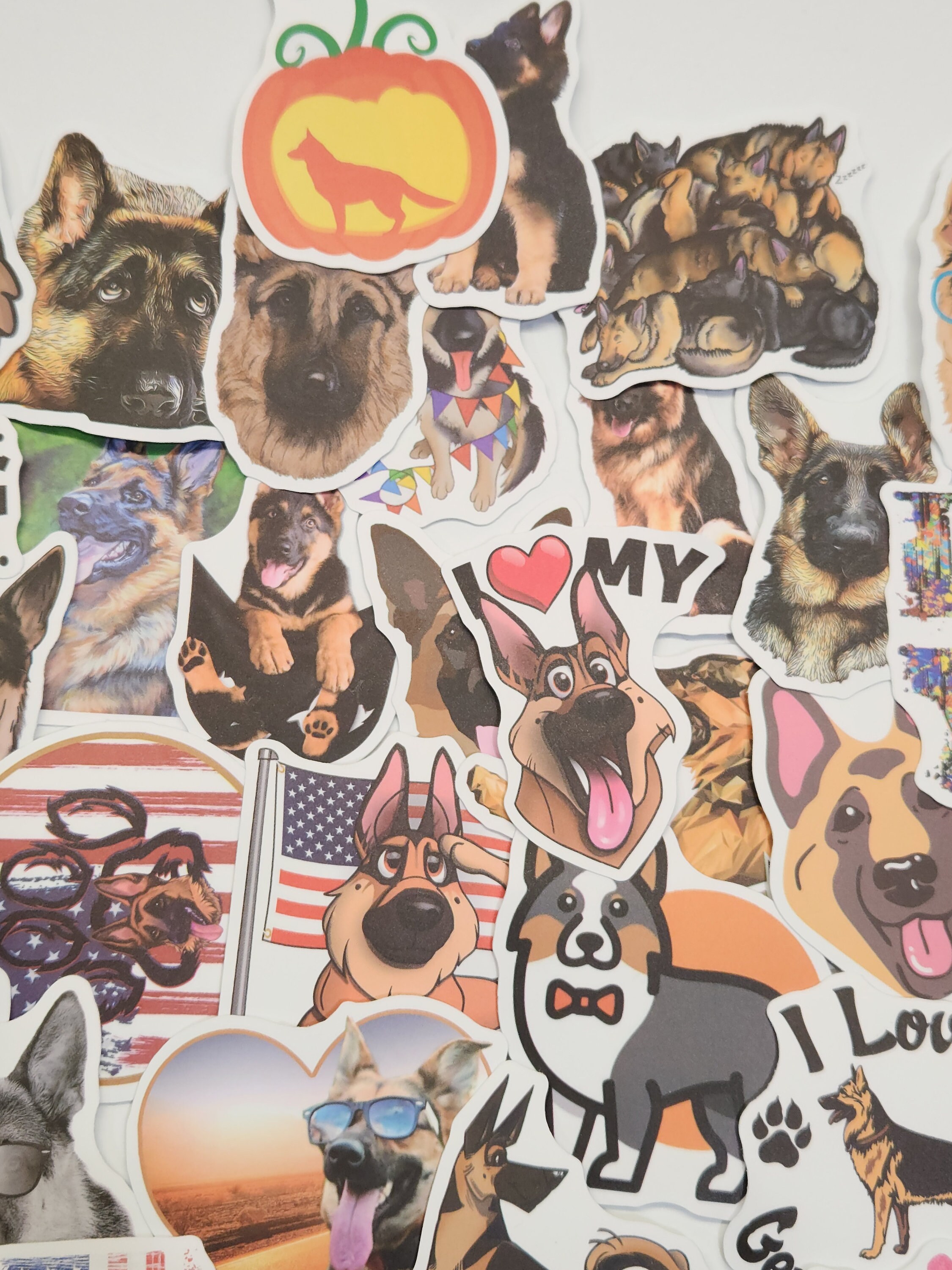 3PCS German Shepherd Stickers - Waterproof Vinyl Decals For Laptop, Car, Water Bottle