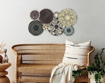 EXCLUSIVE-Boho Wall Basket Set of 8, Southwestern Wall Baskets, Unique Wall Basket Decor, Woven Basket, Living Room & Bedroom Wall Hanging