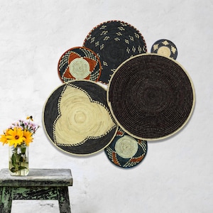 Handwoven Wall Basket Set of 6, Southwestern Wall Baskets, Unique Wall Basket Decor, Boho Wall Basket, Living Room & Bedroom Wall Hanging