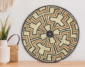 Handwoven Star Maze Wall Basket - 14” Southwestern Inspired Basket, Boho Wall Decor, Basket Wall Decor, African Wall Hanging Basket