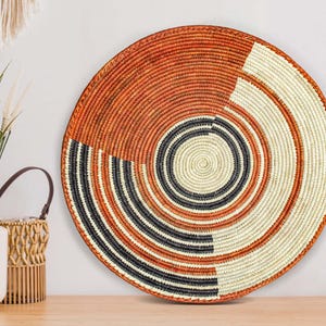 Handwoven Search Light Wall Basket - 14” Southwestern Inspired Basket, Boho Wall Decor, Basket Wall Decor, African Wall Hanging Basket