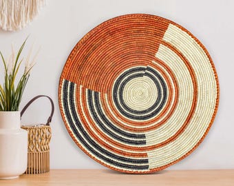 14” Handwoven Search Light Wall Basket - Southwestern Inspired Basket, Boho Wall Decor, Basket Wall Decor, African Wall Hanging Basket