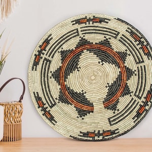 Handwoven Bats Wall Basket - 14” Southwestern Inspired Basket, Boho Wall Decor, Basket Wall Decor, African Wall Hanging Basket