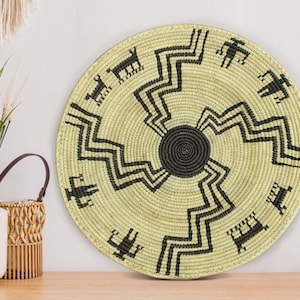 Handwoven Goat Field Basket - 14” Southwestern Inspired Basket, Boho Wall Decor, Basket Wall Decor, African Wall Hanging Basket