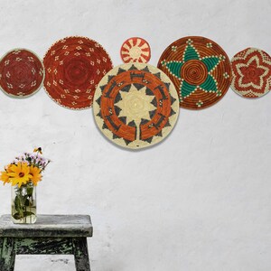 Handwoven Wall Basket Set of 6, Southwestern Wall Baskets, Unique Wall Basket Decor, Boho Wall Basket, Living Room & Bedroom Wall Hanging