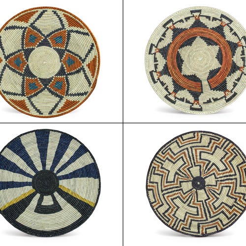 Panier mural tissé à la main - Panier d'inspiration du sud-ouest de 35 cm, décoration murale bohème, décoration murale panier, cadeau fête des mères, tenture murale en forme de feuille de palmier