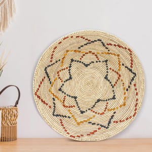 Handwoven Mesa Wall Basket - 14” Southwestern Inspired Basket, Boho Wall Decor, Basket Wall Decor, African Wall Hanging Basket