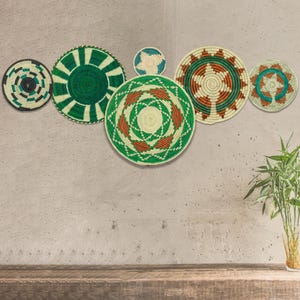 Handwoven Wall Basket Set of 6, Southwestern Wall Baskets, Unique Wall Basket Decor, Boho Wall Basket, Living Room & Bedroom Wall Hanging