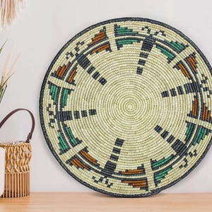 Handwoven Dragon Flies Wall Basket - 14” Southwestern Inspired Basket, Boho Wall Decor, Basket Wall Decor, African Wall Hanging Basket