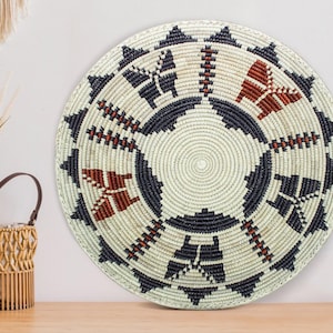 Handwoven Butterflies Wall Basket - 14” Southwestern Inspired Basket, Boho Wall Decor, Basket Wall Decor, African Wall Hanging Basket