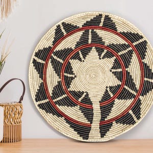 Handwoven Rays Wall Basket - 14” Southwestern Inspired Basket, Boho Wall Decor, Basket Wall Decor, African Wall Hanging Basket