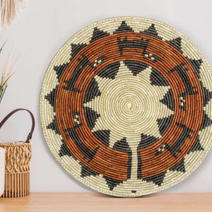 Handwoven Spirit Pathway Wall Basket - 14” Southwestern Inspired Basket, Boho Wall Decor, Basket Wall Decor, African Wall Hanging Basket