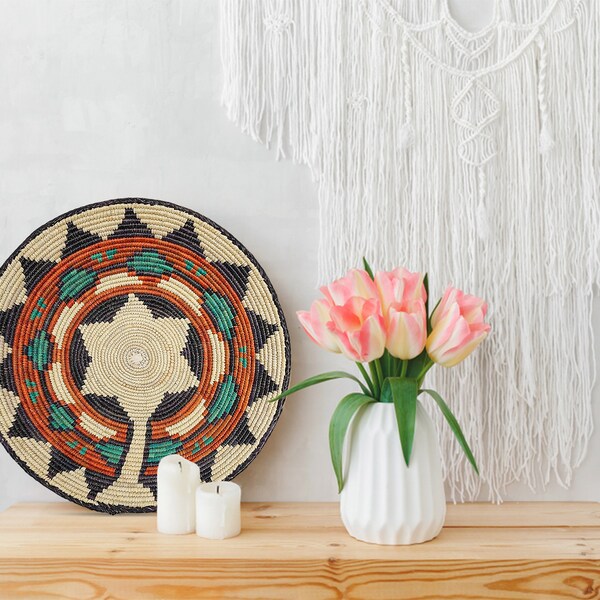 Set of 9 Basket Wall Decor, Boho Wall Decor, Boho Wall Art, Woven Wall