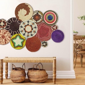 Boho Wand Korb Dekor, Boho Wandbehang, einzigartige Korb Wanddekoration, gewebte afrikanische Körbe, Wohnzimmer Schlafzimmer Wandkunst