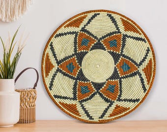 Handgeweven muurmand - 14" op het zuidwesten geïnspireerde mand, boho muurdecoratie, mand muurdecoratie, Moederdagcadeau, palmblad muur hangen