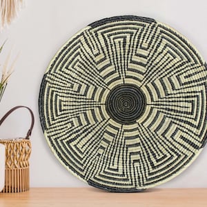 Handwoven Squash Blossom Wall Basket - 14” Southwestern Inspired Basket, Boho Wall Decor, Basket Wall Decor, African Wall Hanging Basket