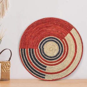 Handwoven Echoes Wall Basket - 14” Southwestern Inspired Basket, Boho Wall Decor, Basket Wall Decor, African Wall Hanging Basket