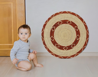 24" Handmade Star Orbit Large Boho Wall Basket, Flat Woven Wall Mat, Modern Wall Decor, Decorative Basket, Rustic Neutral Wall Hanging