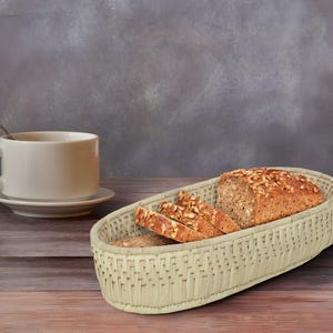 Cesta de Pão Feita à Mão 12&quot; - Cesta de Mesa de Jantar Rústica | Tigela de Frutas Minimalista | Decoração Boho, Cesta Feita à Mão para Cozinha e Jantar