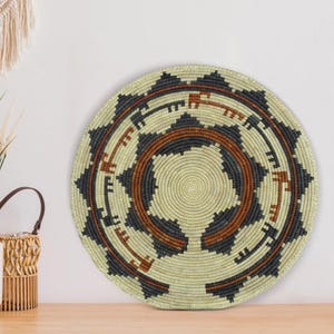 Handwoven Dancing Horses Basket - 14” Southwestern Inspired Basket, Boho Wall Decor, Basket Wall Decor, African Wall Hanging Basket