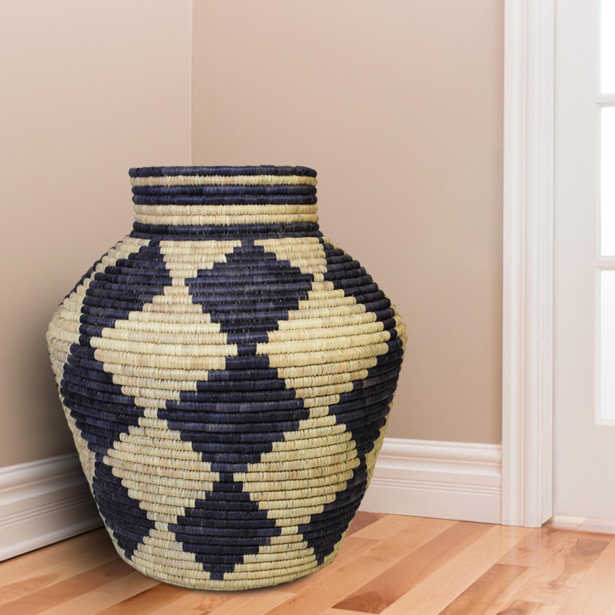 Très grand panier en cubes de potier, potier de style bohème tissé à la main, panier ventre, panier de rangement, panier couverture géant, décoration bohème
