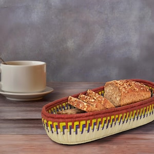Cesta de pão tecida à mão 12&quot;, cesta de mesa de jantar rústica, fruteira minimalista, decoração boho, cesta tecida à mão para cozinha e sala de jantar