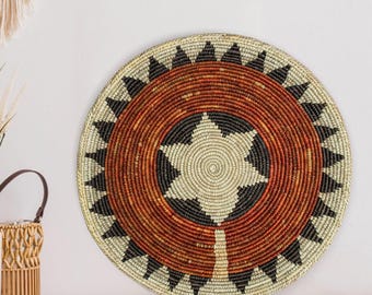 Ancien Panier Tissé Amérindien Navajo En Roseaux - Vers 1900, Sud-Ouest USA - Occasion En Très Bon état