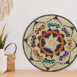 Handwoven Butterflies Wall Basket - 14” Southwestern Inspired Basket, Boho Wall Decor, Basket Wall Decor, African Wall Hanging Basket