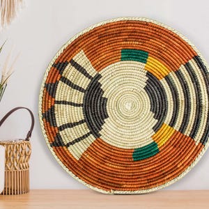 Handwoven Bear Claw Wall Basket - 14” Southwestern Inspired Basket, Boho Wall Decor, Basket Wall Decor, African Wall Hanging Basket