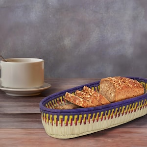 Cesta de pão tecida à mão 12&quot;, cesta de mesa de jantar rústica, fruteira minimalista, decoração boho, cesta tecida à mão para cozinha e sala de jantar