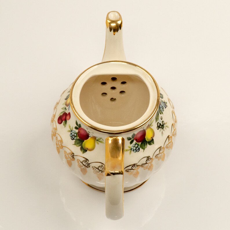 Vintage Sadler Teapot With Fruit Design Etsy