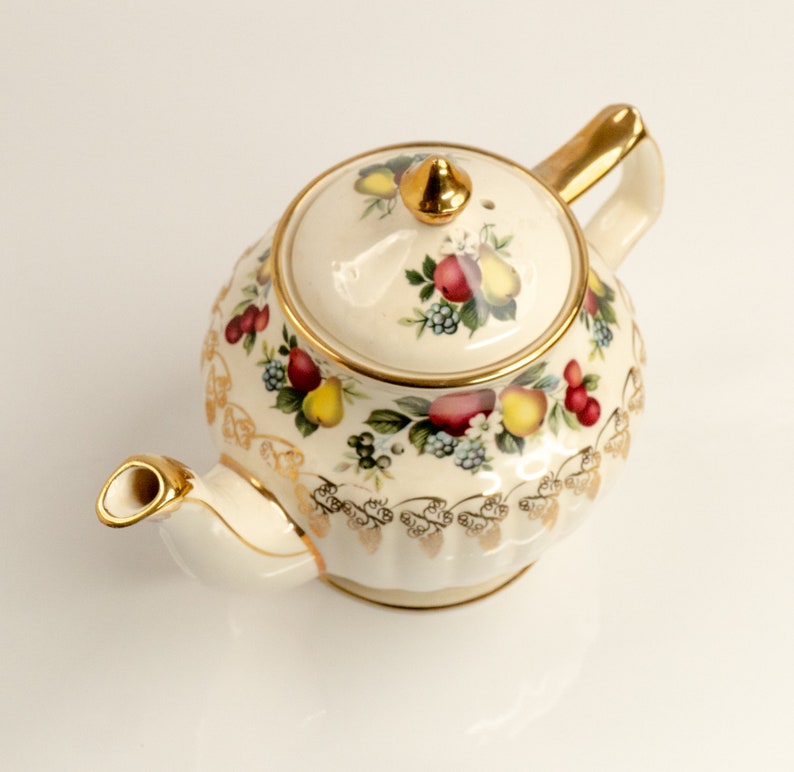Vintage Sadler Teapot With Fruit Design Etsy