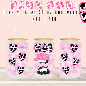 Pinke Kuh 16oz & 20oz Glasbecher wickeln