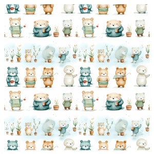 Whimsical Animals Wonderland, 4 Digital Seamless PNG Papers, Instant Download, Commercial Use