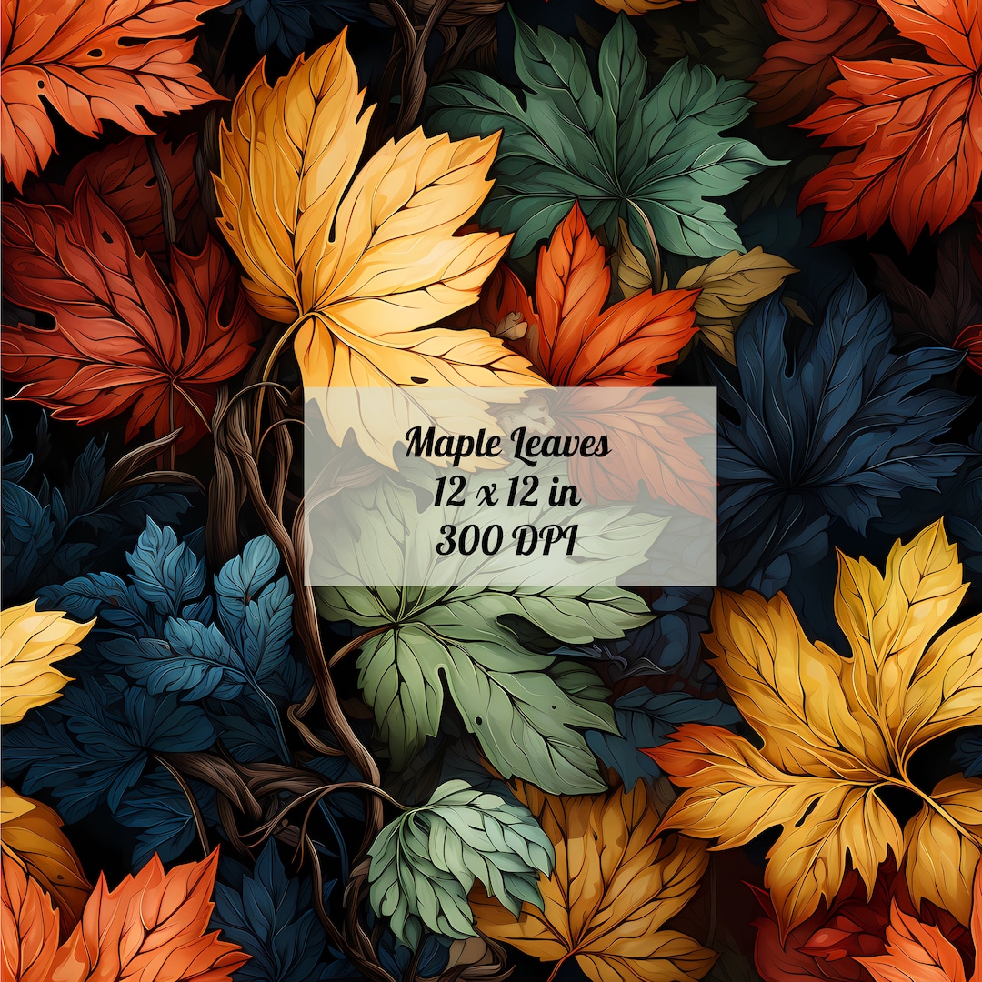 Maple Leaves Seamless Pattern Digital Paper, Instant Download ...