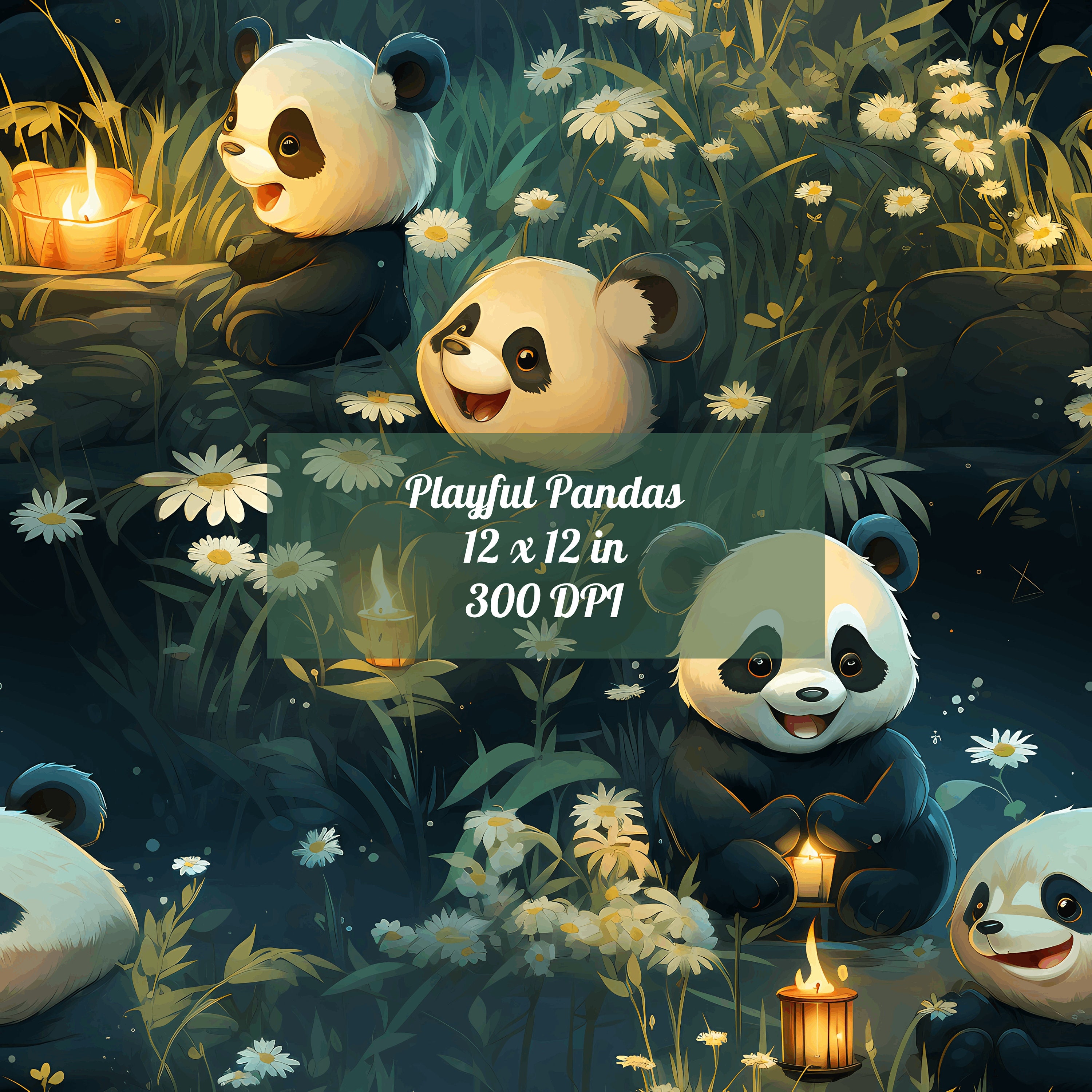 Playful Panda Digital Paper, Panda Seamless Pattern Design, Printable ...