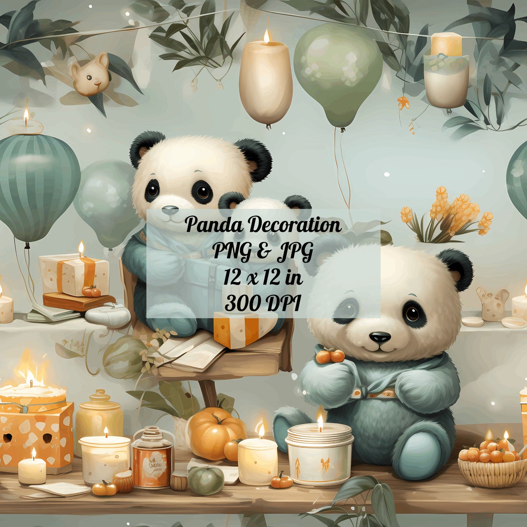Panda Decoration Digital Paper, Panda Seamless Pattern Design ...