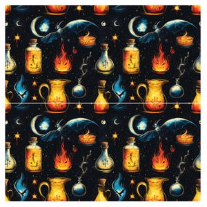 Witch Brew Seamless Pattern Digital Papers Bundle, 4 Halloween-Themed Seamless Designs, Instant Download, Commercial Use