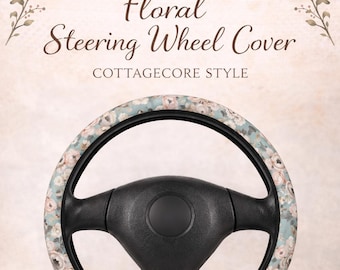 Cottagecore Floral Steering Wheel Cover, Vintage Rose Car Accessories for Women, Cute Car Decor, Soft Grip Wheel Cover, Shabby Chic Auto